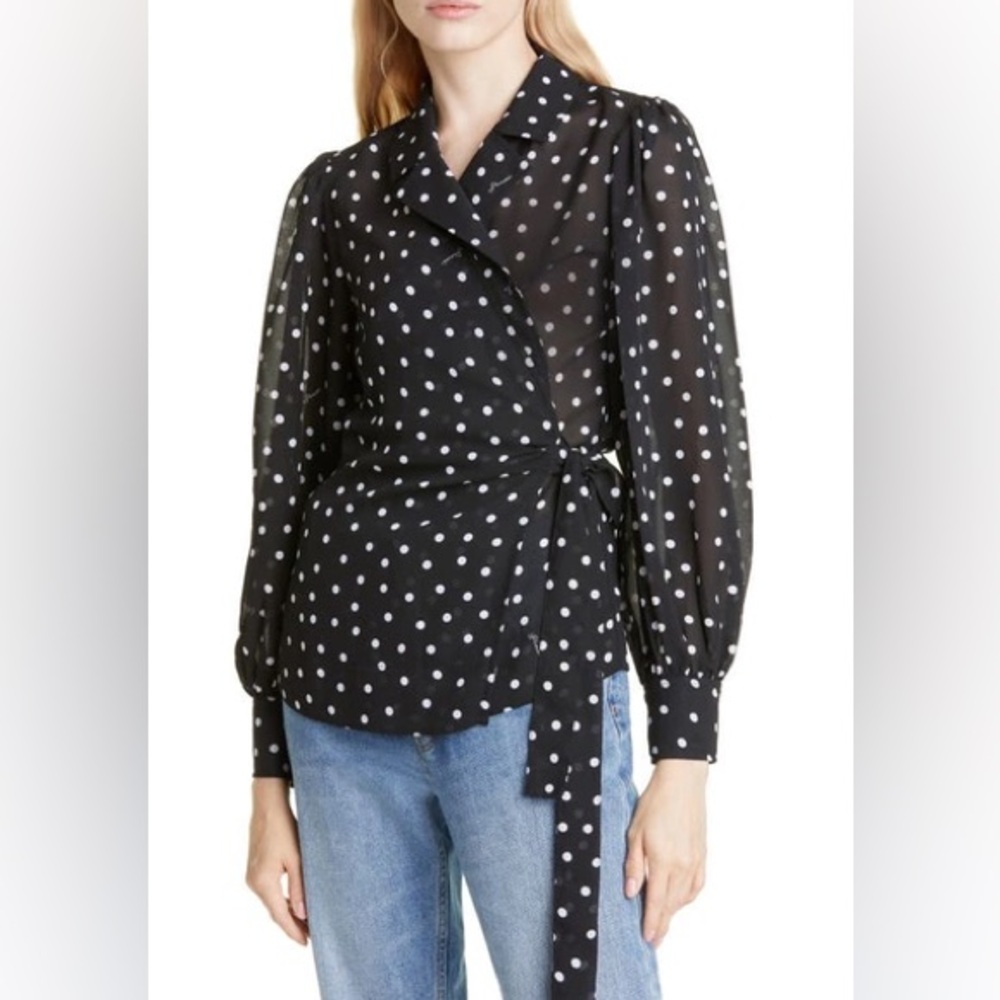 GANNI Crepe Wrap Shirt / Blouse